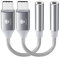 Adapter USB C auf Klinke,Stouchi USB Typ C auf 3,5 mm Kopfhörer Adapter Aux Audio Dongle,HiRes DAC Chip,Kompatibel mit Samsung Galaxy S22 S21 S20 Ultra Note 20 S10,Pixel 6a,Huawei P50 Silber 2er-Pack