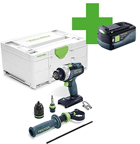 Festool 577564 Cordless Drill Driver TDC 18/4 I-Basic with Free 5.2ah Battery, Black