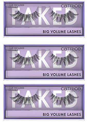 Catrice Faked Big Volume Lot de 3 paires de cils artificiels noirs longue durée, sans particules de microplastique, sans nanoparticules, sans parfum, sans huile