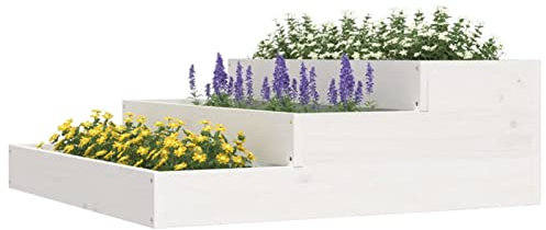 Tidyard Fioriera in legno fioriera per fiori o piante vaso di fiori design gradini scala fioriera in legno massello di pino