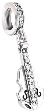 Breloque Violoncelle Musicien Concert Orchestre pendentif en argent 925 - Les Folies pour Pandora, Argent sterling, Zircone cubique