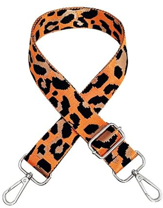 SYSUII Bunt Schultergurt Leopard Muster Längenverstellbarer Tragegurt für Handtaschen 3.8cm Breiter 75-130cm Schulterriemen Umhängegurt Herren Taschenriemen Damen DIY Zubehör für Tasche -Orange