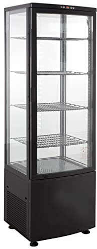 GastroHero Kühlvitrine 235 Liter I Buffet Vitrine +2 °C und +6 °C mit LED I Kühlvitrine Gastro schwarz I Kühltheke mit Glastür & Umluft I abschließbar