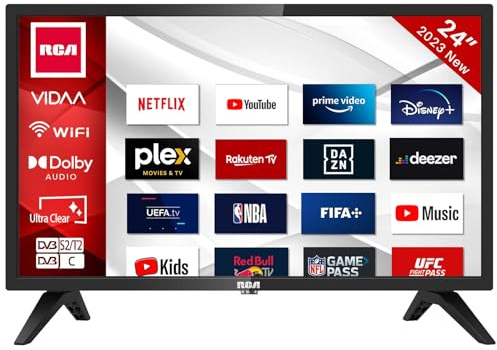 RCA iRV24H3 Smart TV 24 Pulgadas (60 cm) Televisores - Netflix, Prime Video, Rakuten TV, Disney+, Youtube, UVM, WiFi, Triple-Tuner DVB-T2 / S2 / C