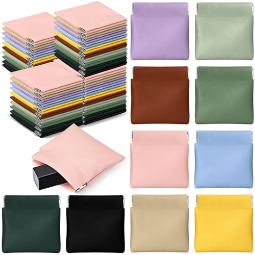 Locmeo 50 Pcs PU Leather Jewelry Pouch Travel Bag Gift Bags Pocket Cosmetic Bag Portable Jewelry Organizer (Multicolor)