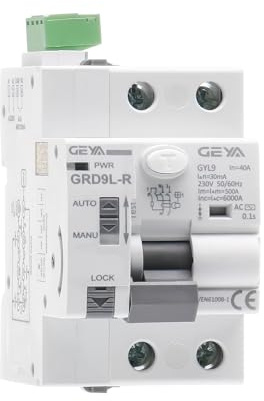 GEYA Disyuntor de dispositivo de reconexión automática 6KA ELCB Reconectador RCCB de reconexión automática Tipo de AC RCD (Reconectador AC220V+RCCB 2P-40A-30mA)