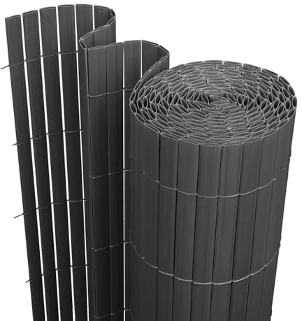 Jopassy PVC Sichtschutzmatte,Anthrazit DREI Rippenverstärkungen Sichtschutzzaun,UV-beständig, schimmelfrei und pflegeleicht,Verstärkt Starke Privatsphäre für Garten Balkon Terrasse(0.8 * 4M)