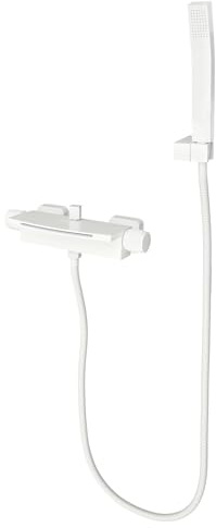 Badewannenarmatur Armatur für Badewanne Wannenarmatur Mischbatterie Badewanne Weiß Wasserfall Dusche - Wandmontage Wasserhahn mit 304 Edelstahl Schlauch