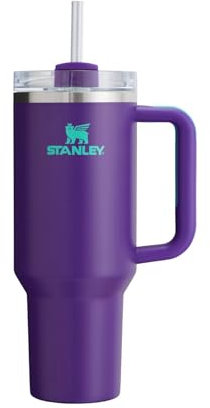 STANLEY Quencher FlowState H2.0 - Bicchiere termico sottovuoto in acciaio inox, con coperchio e cannuccia, per acqua, tè freddo o caffè (viola scuro, 1180 ml)