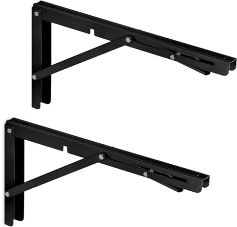 SOTECH 1 Paar Schwerlast-Klappkonsolen 350 x 175 mm schwarz | Tragkraft bis 150 kg Klappbeschläge für die Wandmontage