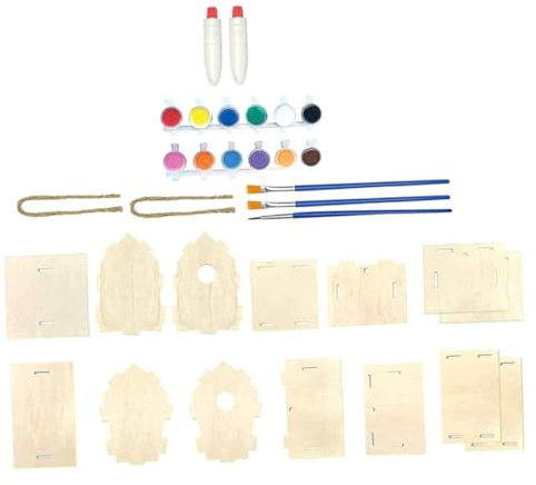 Gogogmee Vogelhaus Windspiel Bausatz Für Kinder Unfertiges Selbstgemacht Ornament Mit 2 Vogelhäusern 12 Farben 3 Stiften 2 Windspielen 2 Klebern Und Aufhängeschnur Fördert Kreativität