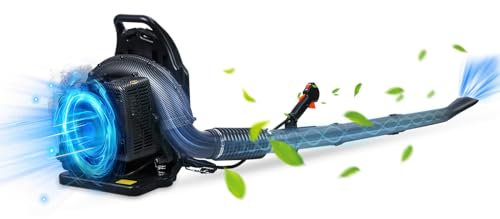 CUSROS 63cc Petrol Backpack Leaf Blower, 3ph High Power 665CFM Gas Backpack Garden Snow Blower with Cruise Control Handle, 2-stroke Single Cylinder Air-cooled Engine, Easy Start (Black)