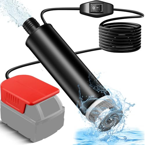 TPDL Sump Pump Submersible Water/Oil Pump Compatible with Milwaukke M*18 18V Battery, Cordless Rain Barrel Water Transfer Pump with 5M Water Pipe, Switch Deep Water Pump for Pool Garden Fish Tank