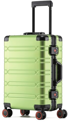 All Aluminum Carry On Luggage Hard Shell Suitcases with Spinner Wheels 22x14x9 Airline Approved Zipperless Luggage 20 inch Small Carry On Suitcase for Short Trips, Fruit Green