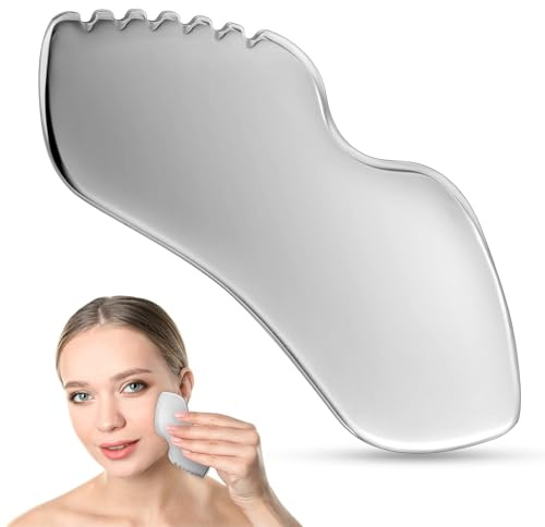 Yuanchu Guasha Stein mit Kamm, Gua Sha Edelstahl Gesichts Werkzeuge Beauty Scraping Massage Tool Kieferformung Schwellungsreduktion Hautpflege Geschenk Frauen Linien Facelifting Verbesserung Feinen