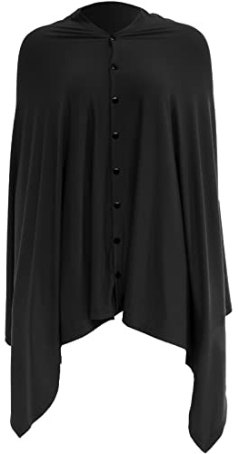 Toyvian Poncho de Enfermería para Lactancia Materna, Manta de Algodón con Botones Ajustables, para Salir y Uso Diario
