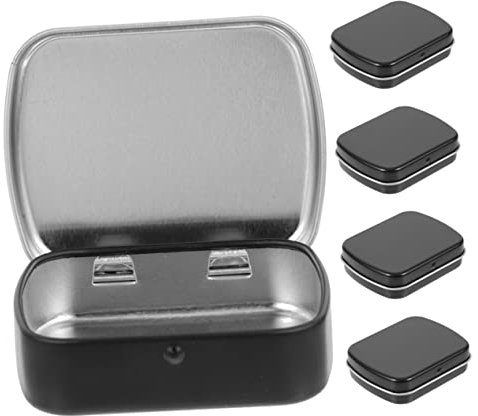 HAWILLOSCH 5stücke Teiliges Kleine Rechteckige Eisen-aufbewahrungsbox Mit Klappdeckel Matte Schwarze Mini-metallbox Robuste Multipurpose Organizer Für Schmuck Süßigkeiten Bastelzubehör