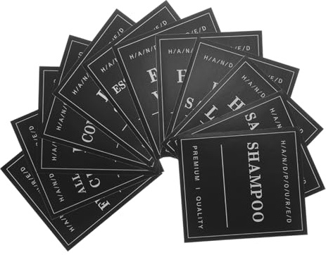 ABOOFAN Etiquetas Impermeables Para Jabón De Manos y Platos 70x80mm Pegatinas Adhesivas Negras Para Botellas y Dispensadores Baño Organizador 24 Unidades 2 Juegos