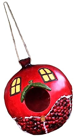 Toyvian Outdoor Resin Bird Nest Pomegranate Design Birdhouse Garden Hanging Decor Bird Feeding Station
