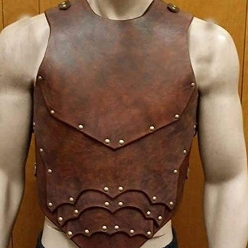 Mittelalterliche Brustpanzer aus Leder, PU-Leder, verstellbare Brustpanzer, Retro-Ritter, Cosplay-Kostüm-Zubehör (braun)