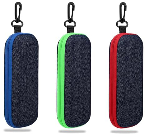3 Stück Tragbare Brillenetui,DenimBrillenetui,Brillenetui Hardcase brillenetui für Männer und Frauen ReiseBrillentasche Mit Reißverschluss Ideal Für Reisen Und Unterwegs Schützt vor Kratzern und Staub