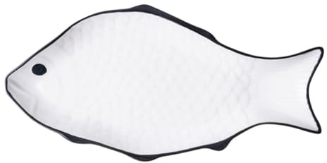 Amosfun Ceramic Fish Serving Plate with Comfortable Hand Feel and Smooth Surface, Fish-Shaped Steaming Dish for Hotels and Restaurants, Microwave Safe Kitchen Tableware