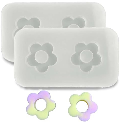JOOTUEPO 2 Piezas Molde de Silicona de Flores Huecas de Epoxi, Mini Silicona Resina Epoxi Molde para Manualidades Joyería DIY/Colgante/Joyería/Llavero