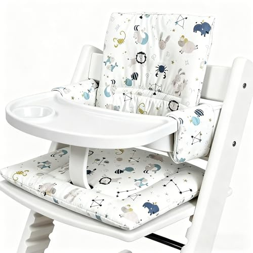 Kids Sitzkissen, 186G Einfache Befestigung am Kinderstuhl, Hochstuhlauflage Kissen Sitzbezug, Reine Baumwolle Wasserdicht Atmungsaktiv Sitzkissen für Stokke Tripp Trapp Hochstuhl