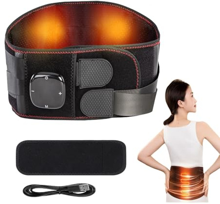 Manta Eléctrica, Almohadilla Eléctrica Lumbar Almohadilla Eléctrica con 3 Modos de Masaje y 5 Niveles de Calor Cinturón Calefactor Calentamiento Manta Térmica Eléctrica para Lumbar,Abdomen y Espalda