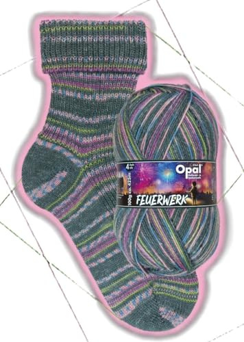 Opal Feuerwerk 4-fach Strickgarn, 100g Knäuel, 425m Lauflänge, 75% Superwash Schurwolle, 25% Polyamid, für Socken und Accessoires (11650 Sternenregen)