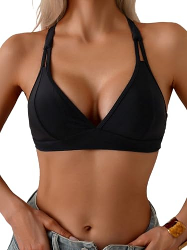 GORGLITTER Damen Bikinioberteil Triangel Bikinitop Neckholder Bikinitop