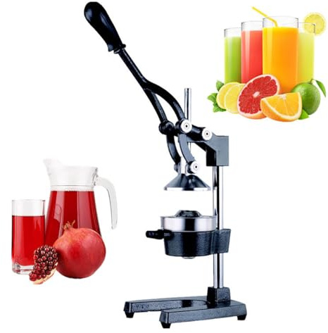 Exprimidor de cítricos de hierro fundido, exprimidor profesional de jugo de naranja con acero inoxidable y base antideslizante, máquina exprimidora de metal resistente, ahorra mano de obra y fácil de