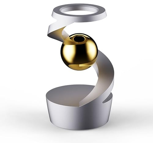 OUHKDM Jouet de Bureau en lévitation, Boule Flottante gyroscopique Anti-gravité avec Base, décor de Bureau exécutif cinétique, soulagement du Stress du TDAH, Gadget de Concentration(Silver)