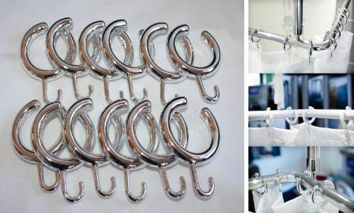 KS Handel 24 14 x DUSCHVORHANGRINGE OFFEN BARRIEREFREI Silber GLÄNZEND MIT Haken FÜR DUSCHVORHANG DUSCHVORHANGSTANGE! Shower Curtain Rings!