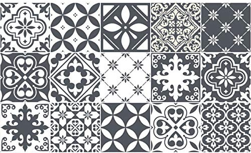 Stickers muraux Cuisine - Sticker Mural - Carreaux de Ciment adhésif Mural - Stickers Muraux azulejos - Sticker Carrelage adhesif Mural Salle de Bain 15 x 15 cm - 15 pièces Carreau de Ciment adhesif