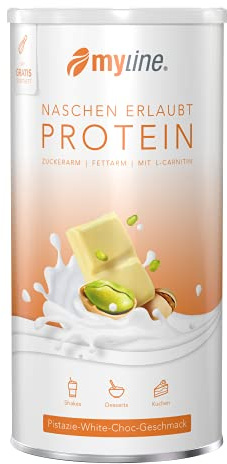 myline Protein Pistazie-White-Choc - hochwertiges Proteinpulver inkl. Rezeptheft - 400g Dose