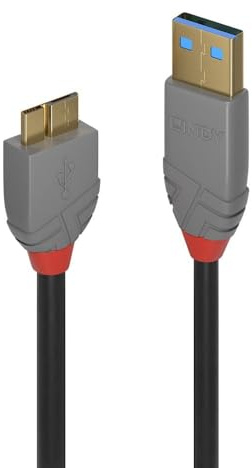 LINDY 36768 3m USB 3.0 Typ A an Micro-B Kabel, Anthra Line