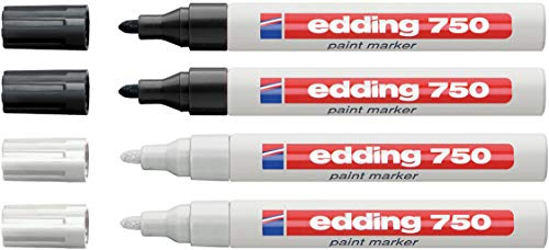 edding Lackmarkör 750 industri, 2–4 mm, vit + svart 2 vardera