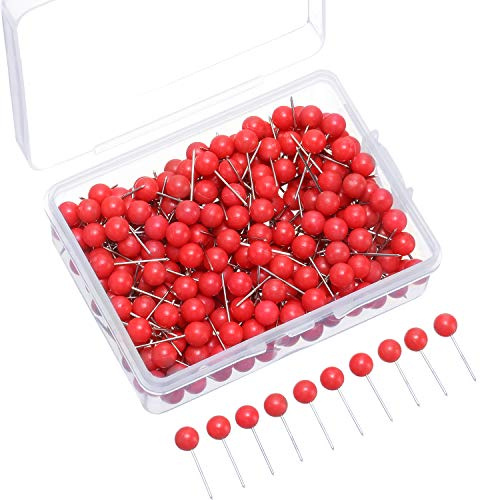 Map Tacks Push Pins Small Size 300 Packs (Red, 1/5 Inch)
