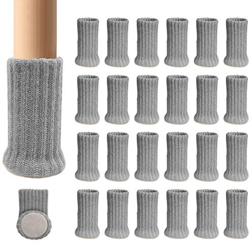 Ezprotekt Stuhlbeinsocken, Möbelsocken, 24er-Pack, Bodenschoner, rutschfest, Möbelkappen, rutschfeste Möbelschuhe, Vermeiden Kratzer und Lärm, Passend für Stuhlbeine von 1 bis 2 Zoll, Grau