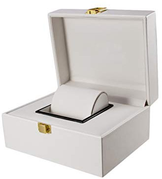 Uhrenkasten Mit Deckel, Exquisit Einfach Modern Geschenkbox Dauerhaft Robust Schmuck Lager Anzeige Sicherheit Uhrengehäuse (Farbe : Weiß)