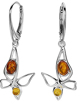 Copal Natürliche Bernstein Ohrringe Mit Floralem Design In 925 Silber