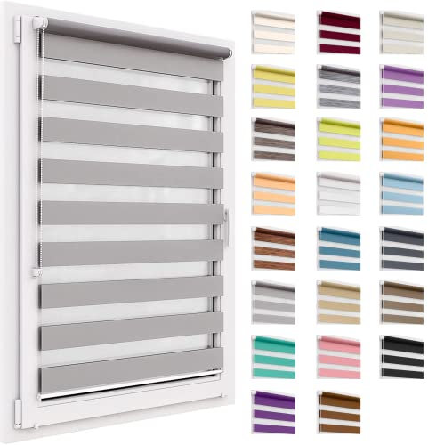 Doppelrollo ohne Bohren, 32x150 cm Stoffgröße, Duo Rollo Klemmfix, Easyfix, lichtdurchlässig und verdunkelnd, Day&Night, Klemmrollo Sonnenschutzrollo Fensterrollo für Fenster & Türen