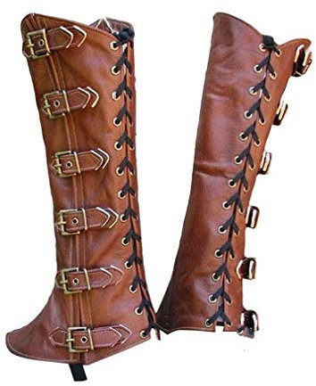 Darabun Mittelalter Gothic Überschuhe - Vintage PU Leder Beinschutz Gamaschen Leggings Steampunk Wikinger Piraten Überschuhe für Karneval Halloween Party