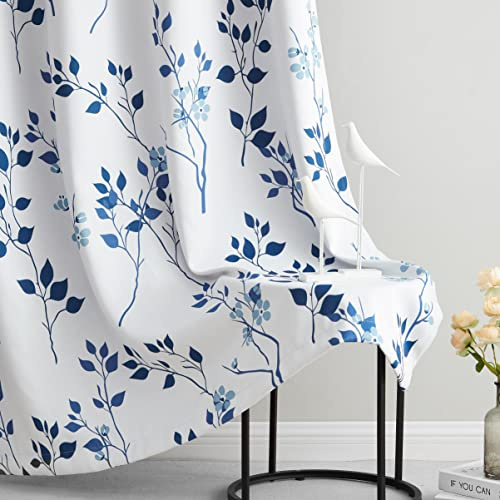 Beauoop Navy Blau Blickdicht Vorhänge Blätter Blumen Muster Vintage Vorhänge mit Ösen Botanisch Themovorhang Verdunkelungsvorhänge für Bauernhaus Wohnzimmer Schlafzimmer 2er Set, 132 x 245 cm (HxB)
