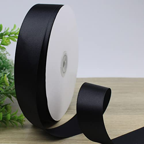 CC wonderland zone Satinband Schwarzer 91m x 25mm Dekoration Geschenkband,Schleifenband Dekoband Stoffband für Hochzeit