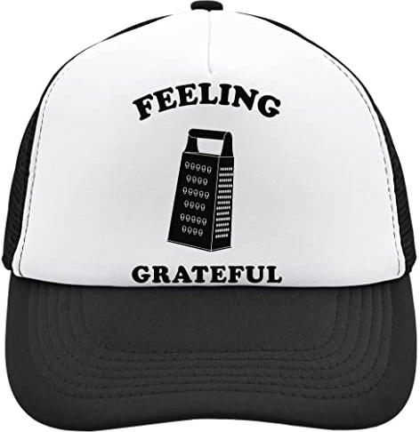 Feeling Grateful Funny Grate Design Mesh Back Trucker Cap Adjustable Snapback Hat Casu Black