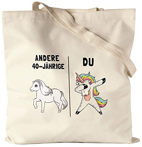 Hey!Print 40. Geburtstag Jutebeutel Stoffbeutel Canvas mit Spruch Frauen Lustig Einhorn 40 Jahre Geschenk Idee Andere 40 Jährige