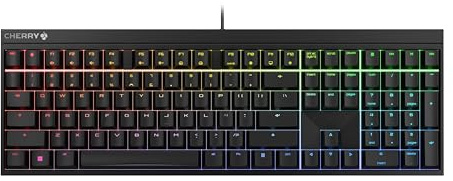 CHERRY MX 2.0S, Mechanische Gaming-Tastatur mit RGB-Beleuchtung, EU-Layout (QWERTY), Kabelgebunden, Designed in Germany, MX RED Switches, Schwarz