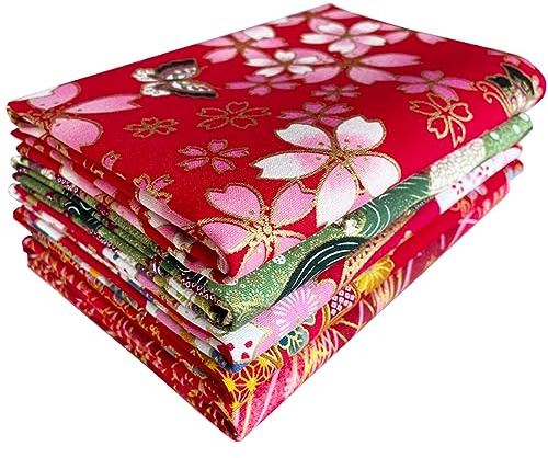 Jukway 5-pack, 71 x 50 cm, stort fettkvarts, bomullstyg, tygpaket, orientalisk stil, mönster, ren bomull, bronsing, tryckta tyger för sömnad, quiltning, lapptäcke, gör-det-själv dekoration, hantverk,